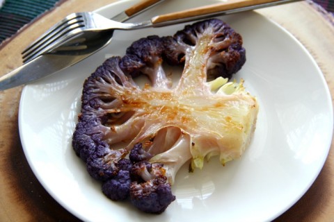 Paleo Purple Cauliflower Steaks on ShockinglyDelicious.com