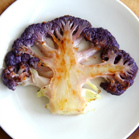 Purple Cauliflower Steaks recipe on ShockinglyDelicious.com