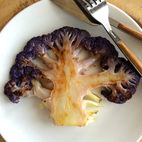 Vegan Purple Cauliflower Steaks on ShockinglyDelicious.com