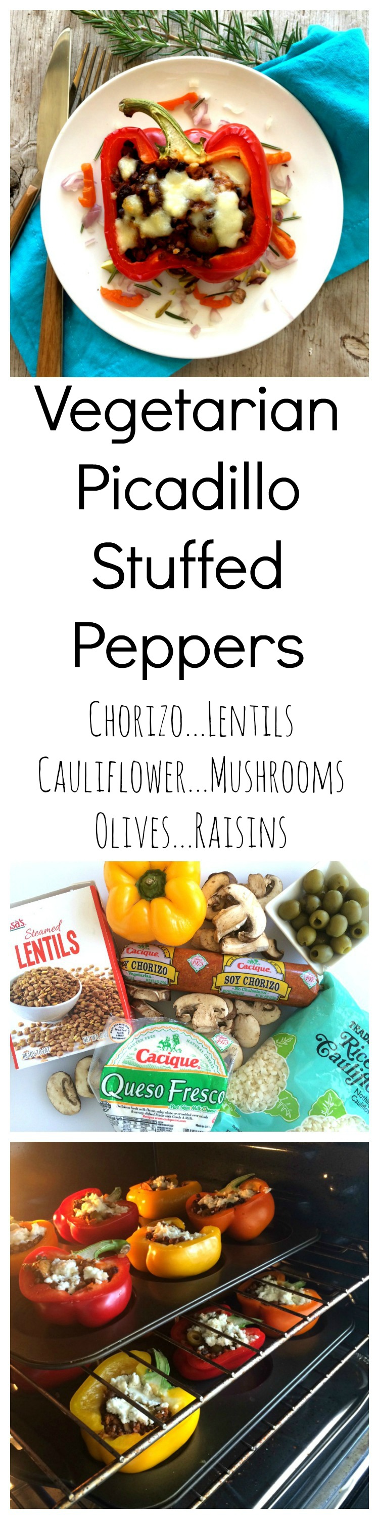 Picadillo Stuffed Peppers with Chorizo, Lentils, Cauliflower and Mushrooms on ShockinglyDelicious.com