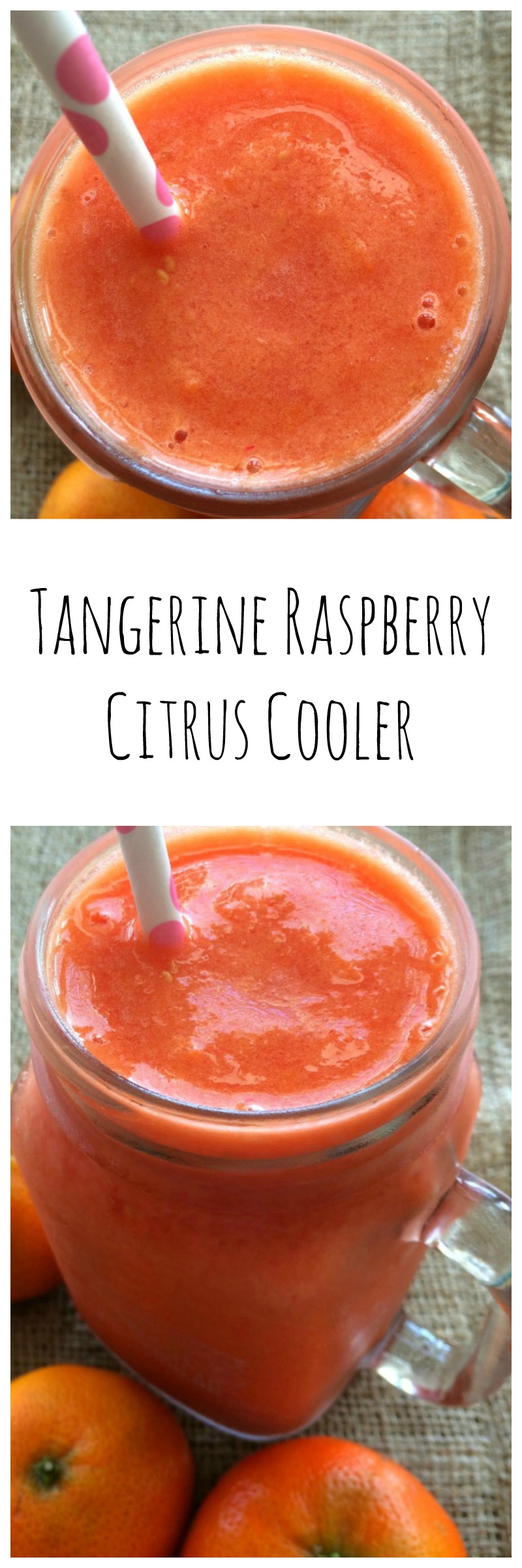 Tangerine Raspberry Citrus Cooler ice blended drink on ShockinglyDelicious.com
