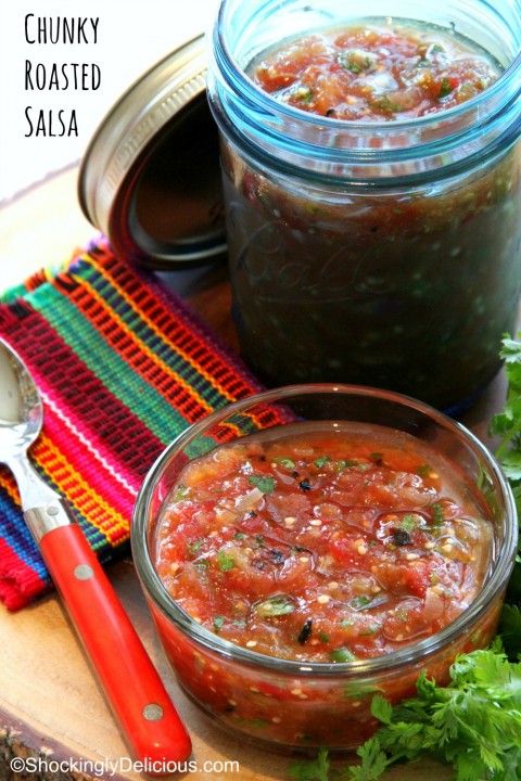 Authentic Mexican Chunky Roasted Salsa on ShockinglyDelicious.com