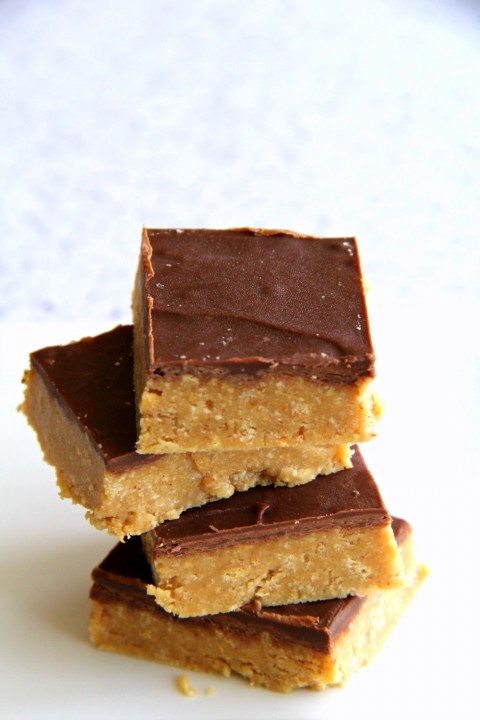 Pat Prager's Blue Ribbon No-Bake Peanut Butter Bars from Kitchens of the Great Midwest on ShockinglyDelicious.com