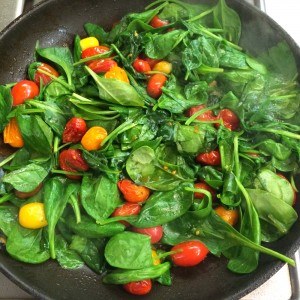 Spinach and Cherry Tomato Saute recipe on ShockinglyDelicious.com