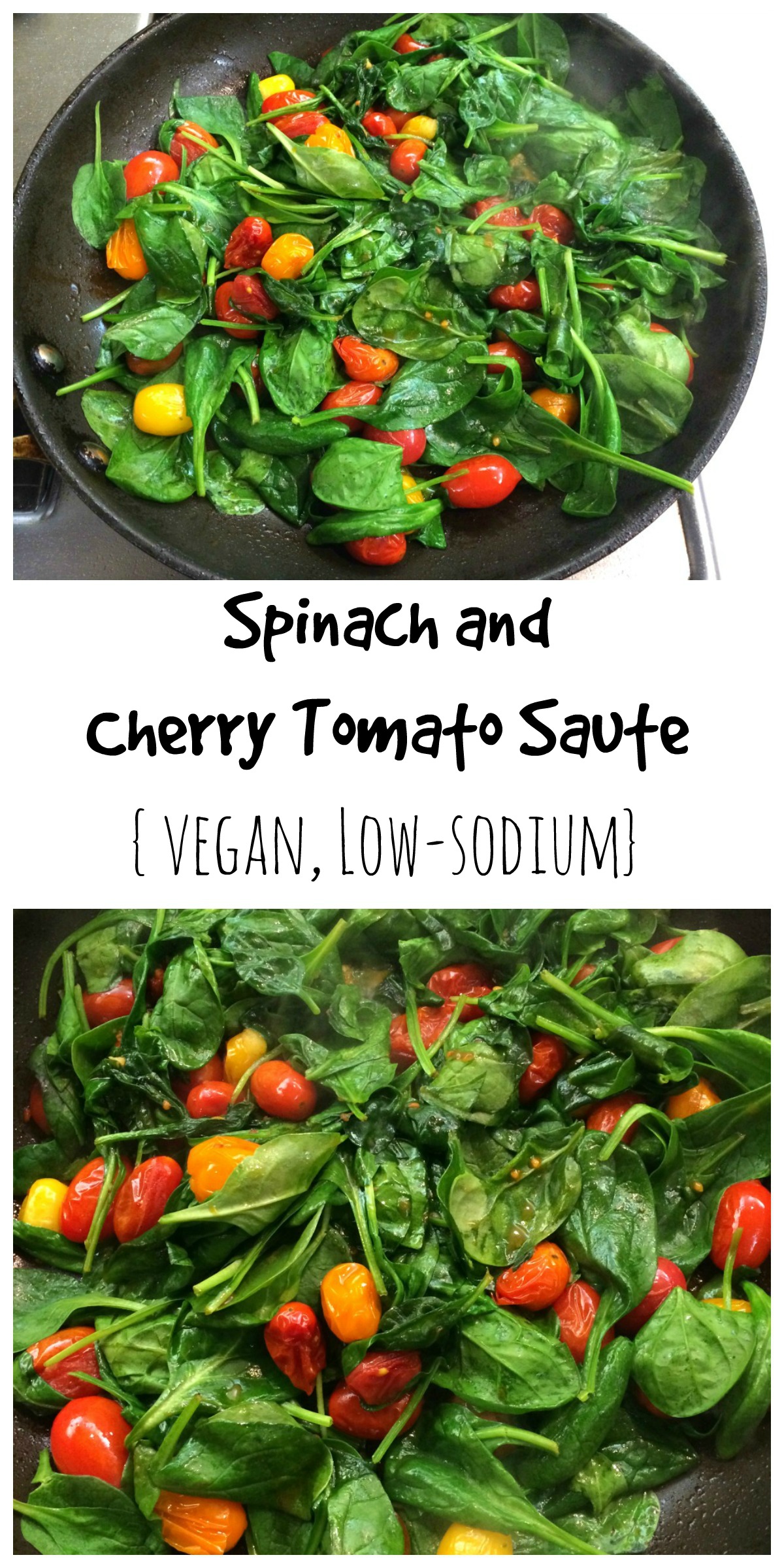 Spinach and Cherry Tomato Saute recipe vegan on ShockinglyDelicious.com