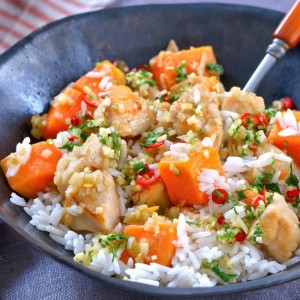 Sweet Potatoes with Chicken and Lemongrass