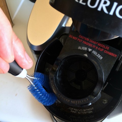 Kitchen Appliance Cleaning Set being used on a Keurig