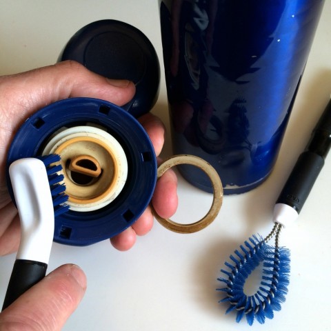 Kitchen Appliance Cleaning Set being used on a coffee thermos