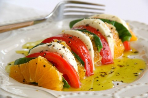 California Caprese Salad: A classic caprese gets a California twist with the addition of sliced oranges, which go surprisingly well with tomatoes and basil. Fresh mozzarella smoothes everything out.