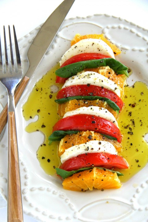 Vegetarian California Caprese Salad Recipe on ShockinglyDelicious.com