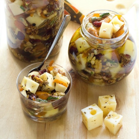 Easy French-Style Marinated Cheese cubes will dress up your cheese board, appetize your cocktail party, or be a cherished savory gift from your kitchen.