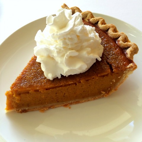 Sara Lee Pumpkin Pie topped with whipped cream