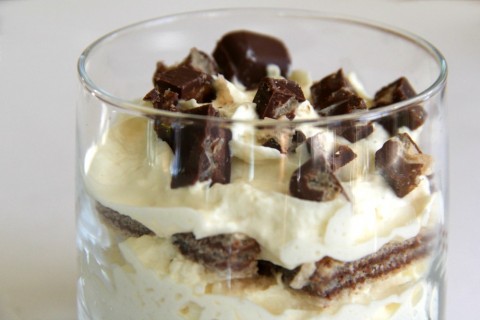 Cookies and Cream Parfait with Hazelnut Wafer cookies on ShockinglyDelicious.com