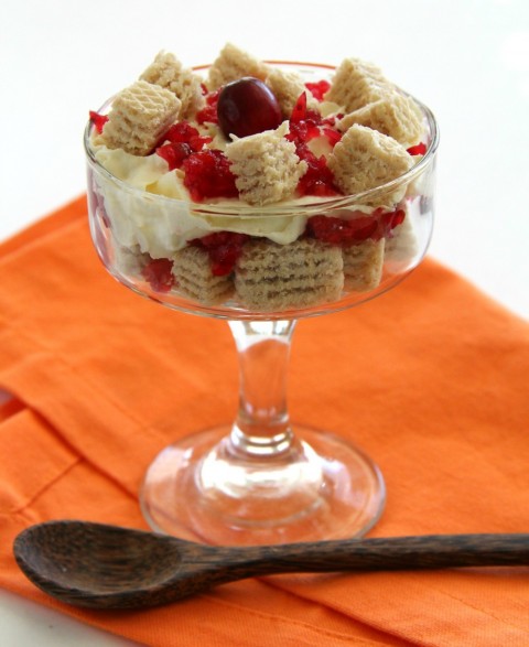 Easy Vanilla Cookies and Cream Parfait with Cranberry-Ginger Relish