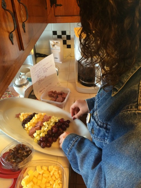 Katie Reinhold arranges Tree-Shaped Meat and Cheese Plate