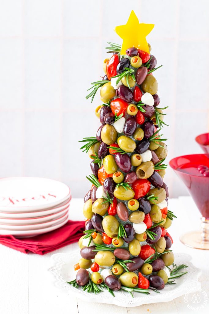 Easy Cheesy Christmas Tree Shaped Appetizers - Antipasto Cheese Ball Christmas Tree Cafe Delites ...