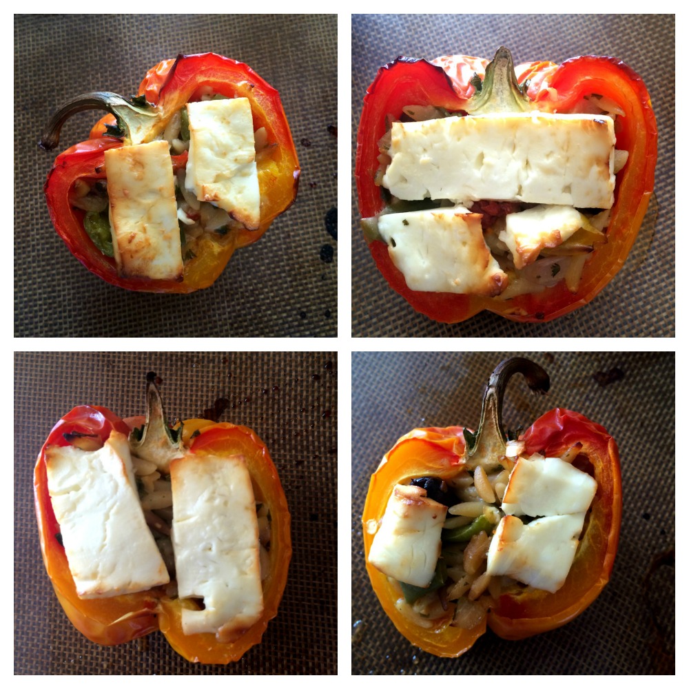 3-Ingredient Greek Stuffed Peppers roasted