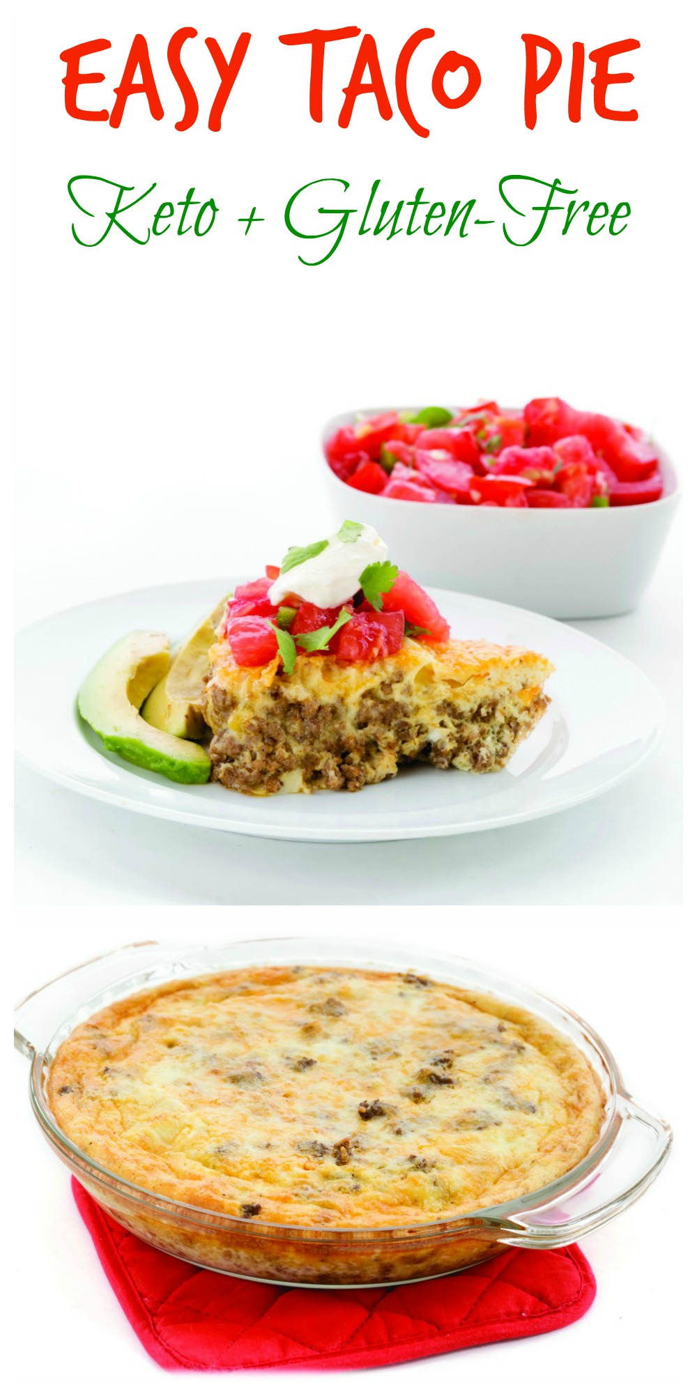 Photo collage of Easy Taco Pie recipe on ShockinglyDelicious.com