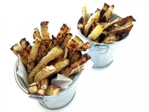 BAKED KOHLRABI FRIES, which are naturally vegan, are a surprisingly great way to eat an unusual vegetable. Kohlrabi is also relatively low in carbs, so you can indulge your fry addiction without going off the rails.