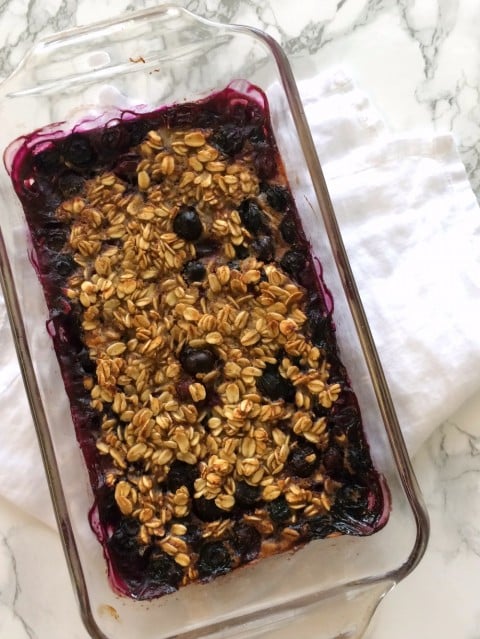 Banana Blueberry Baked Oatmeal Small Batch Gluten Free Vegetarian Vegan Option Shockingly Delicious