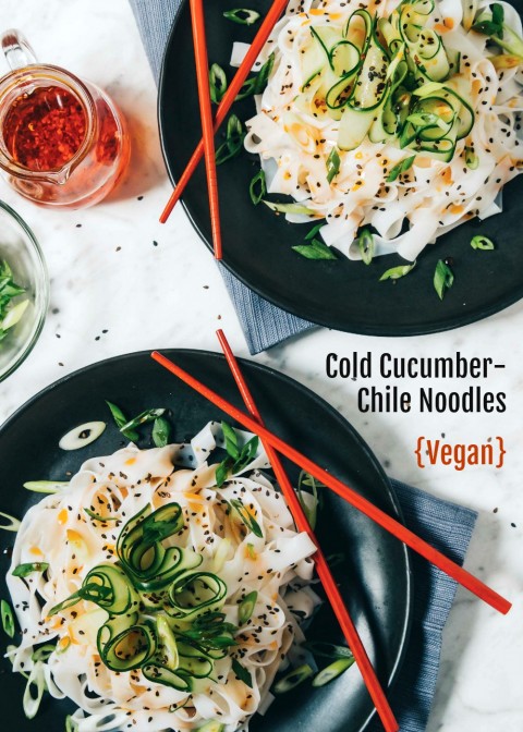 Cold Cucumber Chile Noodles VEGAN RECIPE on ShockinglyDelicious.com