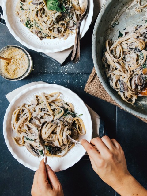 Mushroom Fettuccine Alfredo from Hot for Food Vegan Comfort Classics