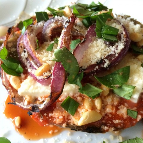 VEGETARIAN PORTOBELLO PIZZA WITH ARTICHOKES: A portobello mushroom cap stands in for pizza crust, and perfectly contains the rustic toppings in this low-carb meal that you won't even need a recipe for. It's a game changer, with no carb coma afterwards.