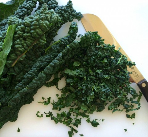 Chopping kale finely on ShockinglyDelicious.com