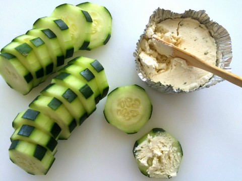 Cucumbers and Boursin on ShockinglyDelicious.com