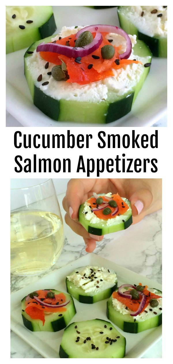 Easy Cucumber Smoked Salmon Appetizer Bites on ShockinglyDelicious.com