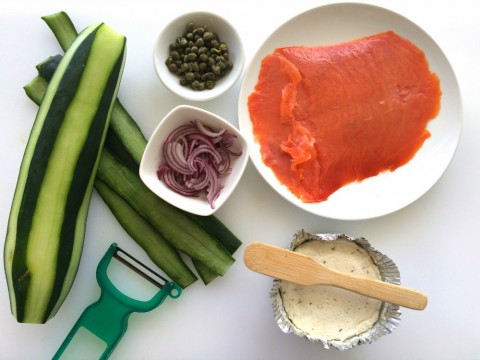 Ingredients for Cucumber Smoked Salmon Appetizer Bites