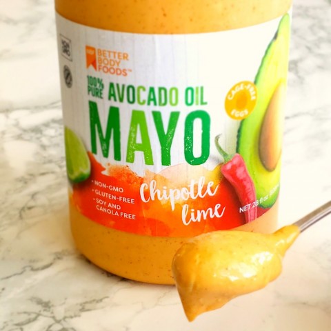 Chipotle Lime Avocado Oil Mayo by Better Body Foods on a marble counter