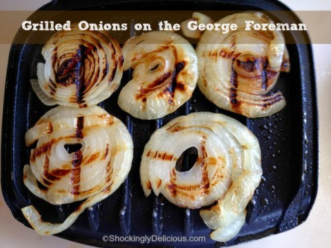 Grilled onions on the George Foreman Grill showing the grill marks