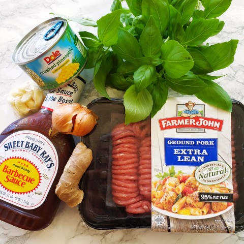 Main ingredients for Island Pork Burgers