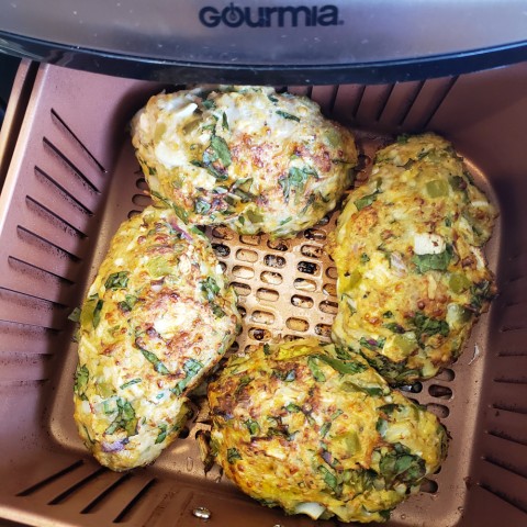 Mexican Turkey Meat Loaf part way through cooking in the Gourmia air fryer