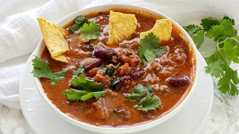 Bison Tortilla Soup in the Instant Pot: Hearty, flavor-filled, meaty, beany soup gets made easily in the Instant Pot. Fling lots of chopped cilantro, cheese and tortilla chips on top for fun!