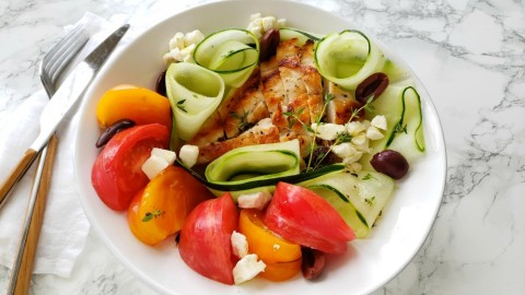 Chicken, Tomato and Cucumber Salad: This is a winner, winner chicken dinner that the whole family will like. It’s lightly dressed, refreshing, easy, fast, healthy and veggie-centric. That hits all the marks for a perfect all-year recipe!