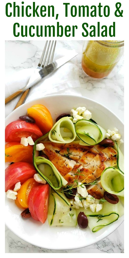 Easy Chicken, Tomato and Cucumber Salad Recipe on ShockinglyDelicious.com