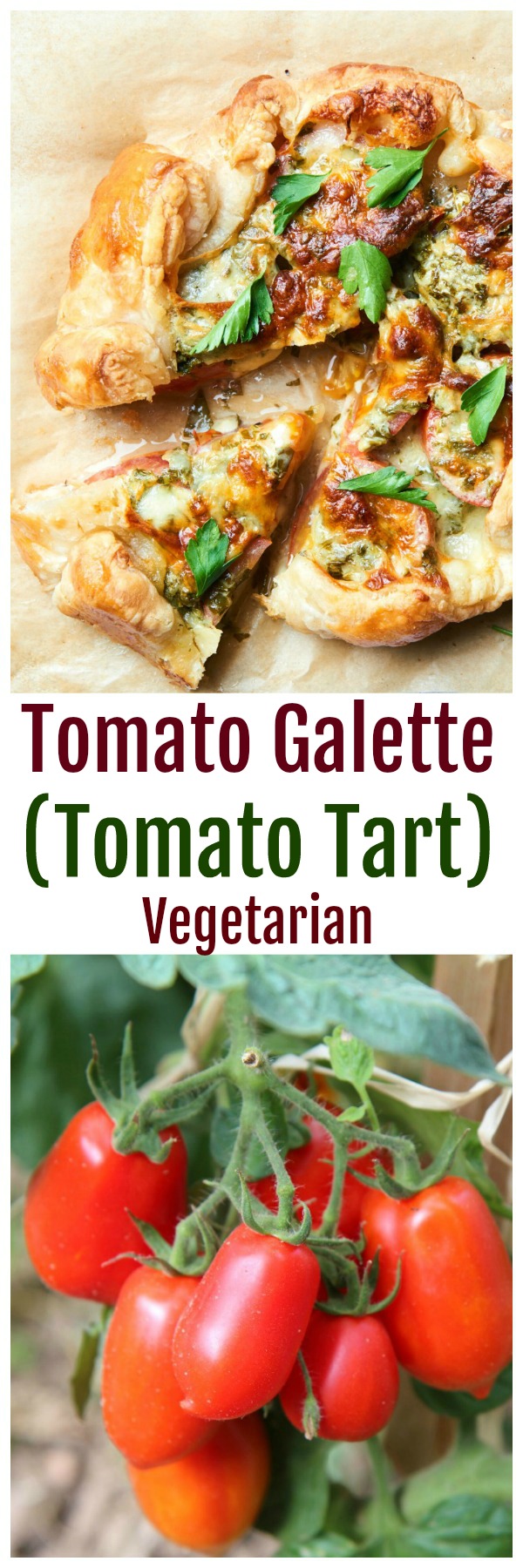 Tomato Galette Recipe photo collage on ShockinglyDelicious.com