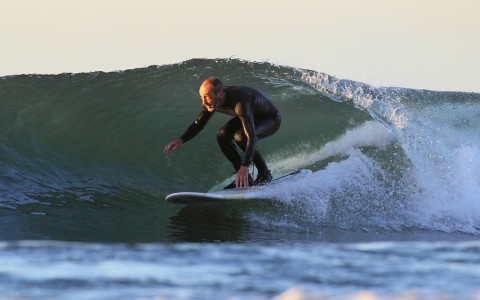 Andrew Shaner surfing Topanga