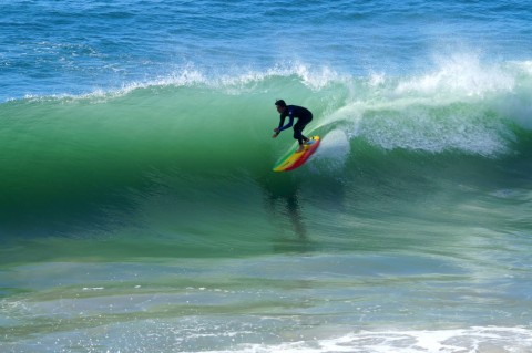 Nick Reinhold surfing Topanga Shorebreak