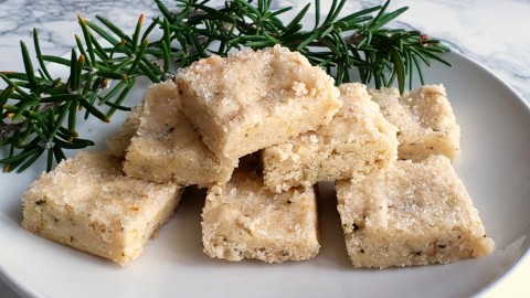 Rosemary Shortbread, a simple sweet cookie with savory undertones from the rosemary, surprises on a holiday cookie tray, or any time of the year when you want a unique sweet. 