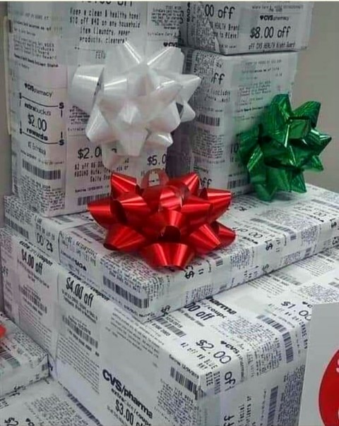 Use CVS receipts for wrapping paper