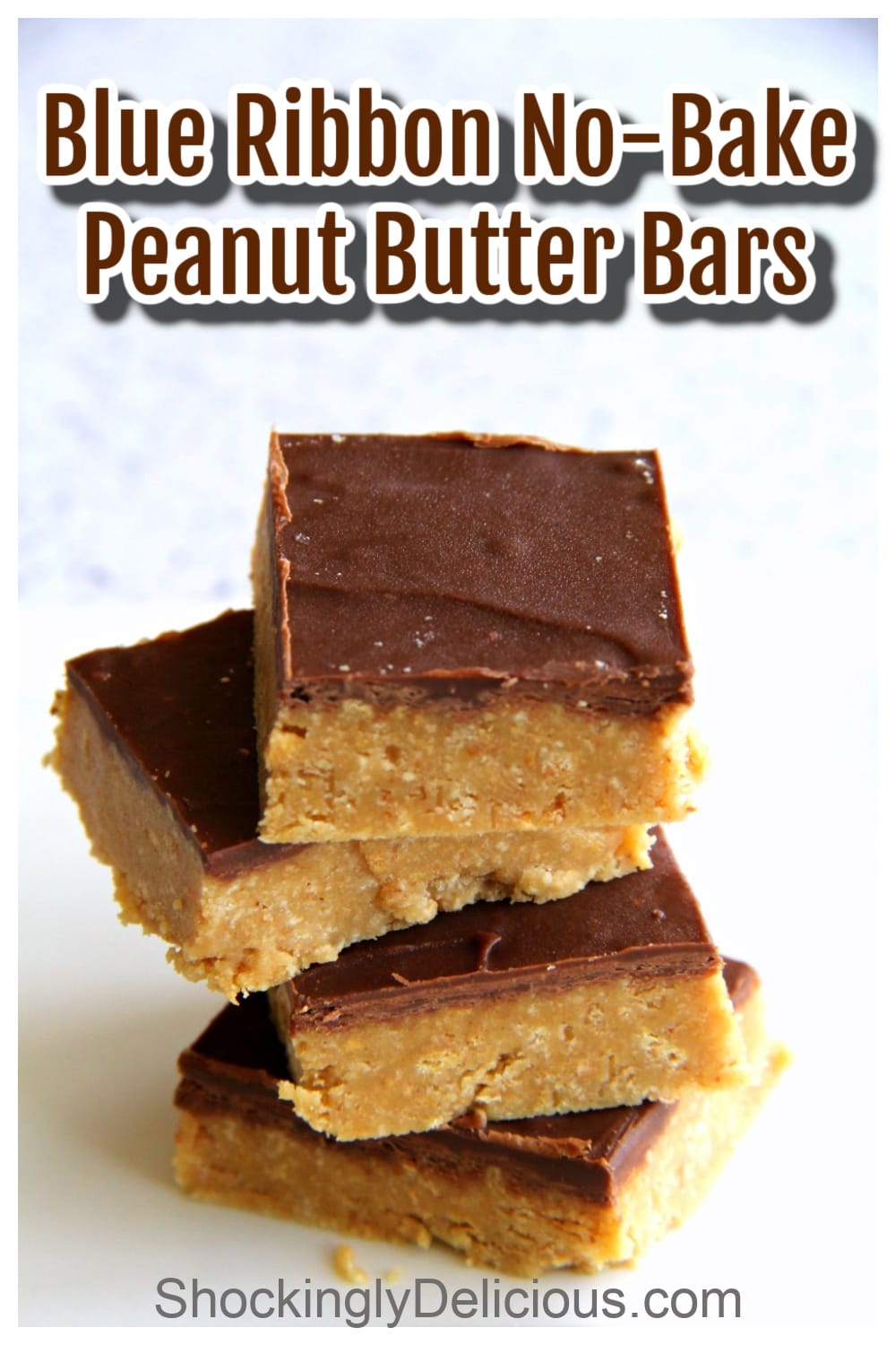 Blue Ribbon No-Bake Peanut Butter Bars Pinterest Pin