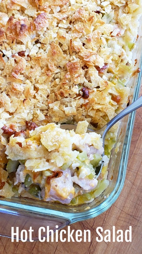 Hot Chicken Salad Casserole on ShockinglyDelicious.com