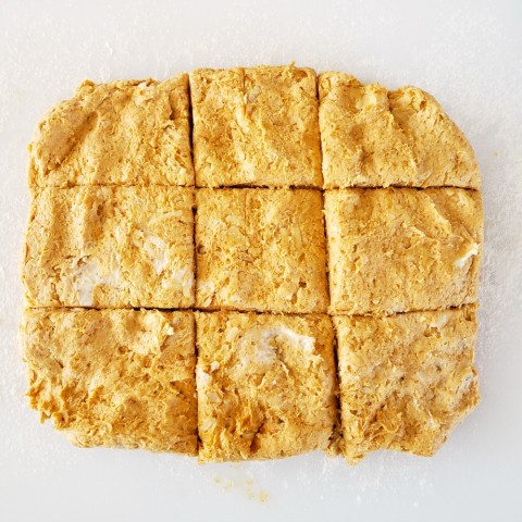Cut dough into biscuit shapes on ShockinglyDelicious.com