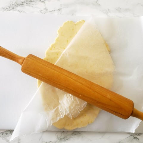 Roll out dough for Lemon-Vanilla Shortbread Cookies