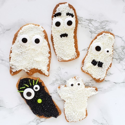 Spooky Shortbread Ghosts on ShockinglyDelicious.com