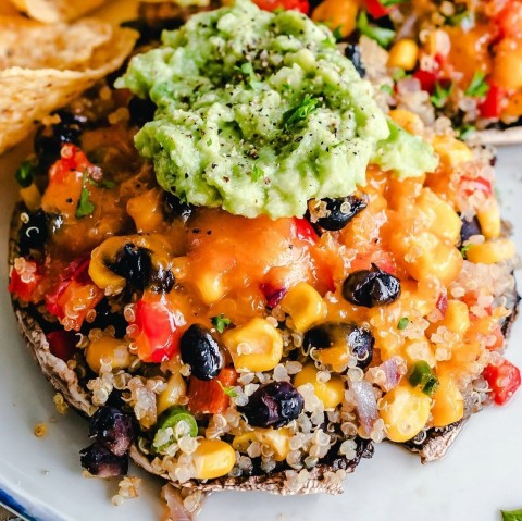 Easy Mexican-Style Stuffed Portobello Mushrooms on ShockinglyDelicious.com