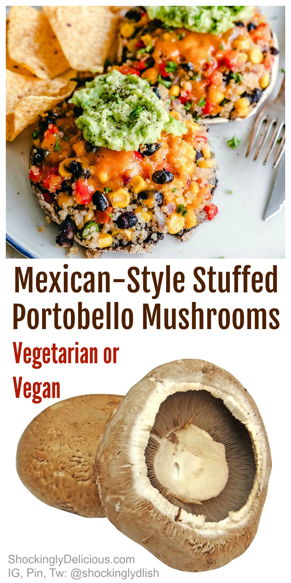 Mexican-Style Stuffed Portobello Mushrooms easy recipe on ShockinglyDelicious.com